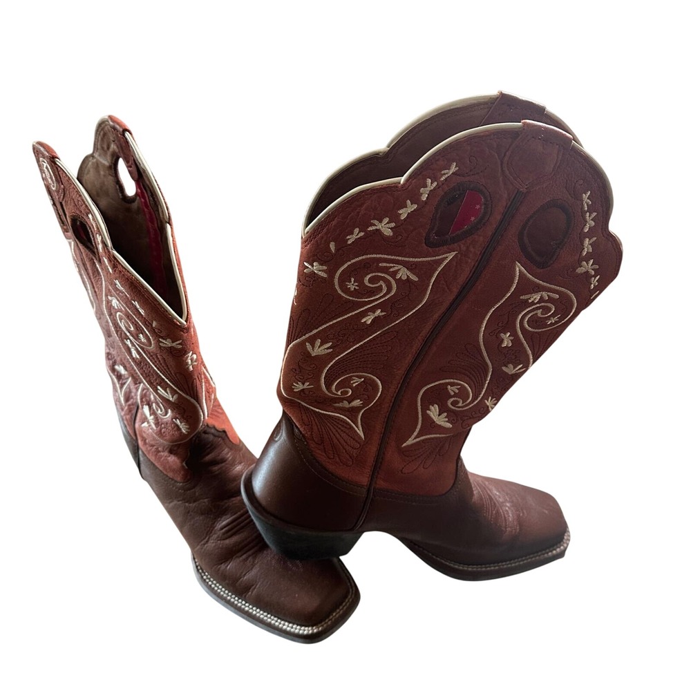 Tony Lama Boots Womens 10 B Brown RR2017L 3R Western Cowgirl Square Toe